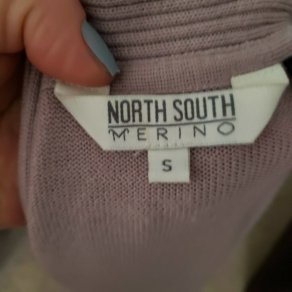 North South Merino - 100% Fine Merino Wool Open Front Cardigan, Mauve Co… - Picture 6 of 8